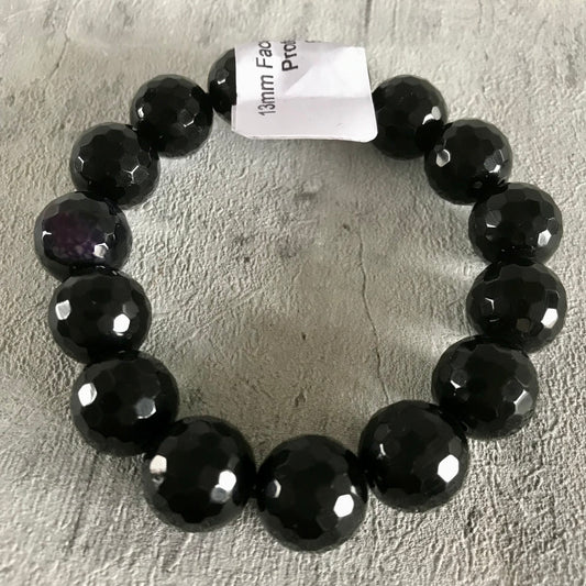 Black agate crystal bead bracelet